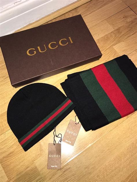 gucci hat and scarf set.